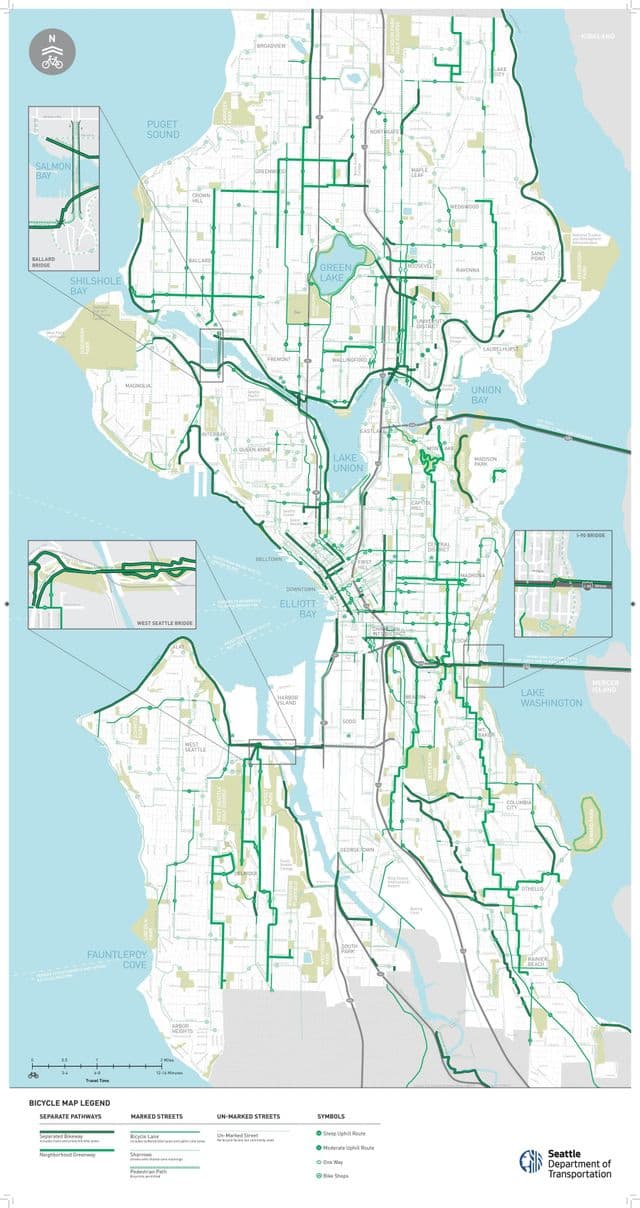 Mappa delle piste ciclabili di Seattle