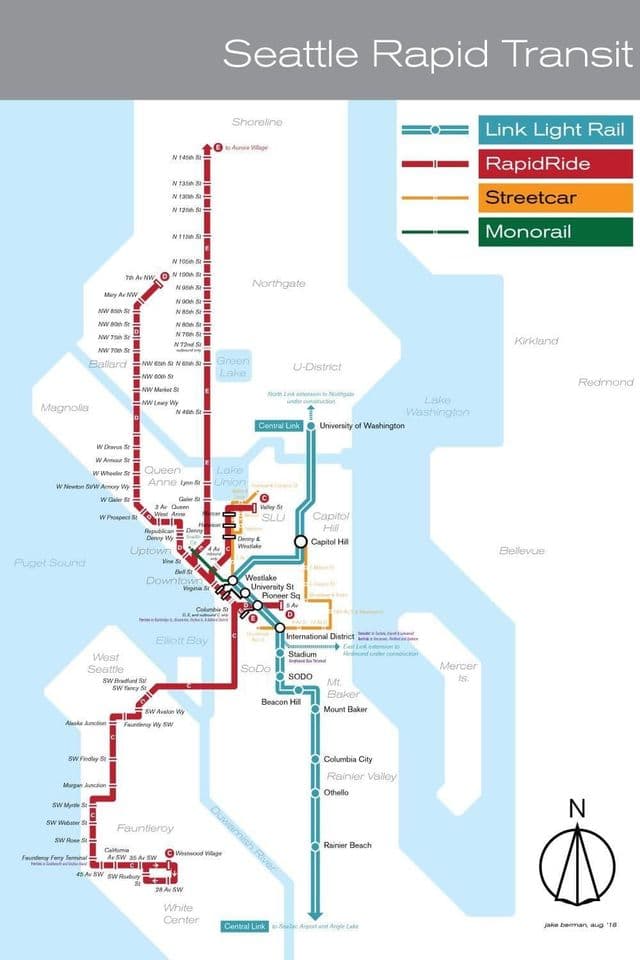 Mappa delle stazioni ferroviarie di Seattle