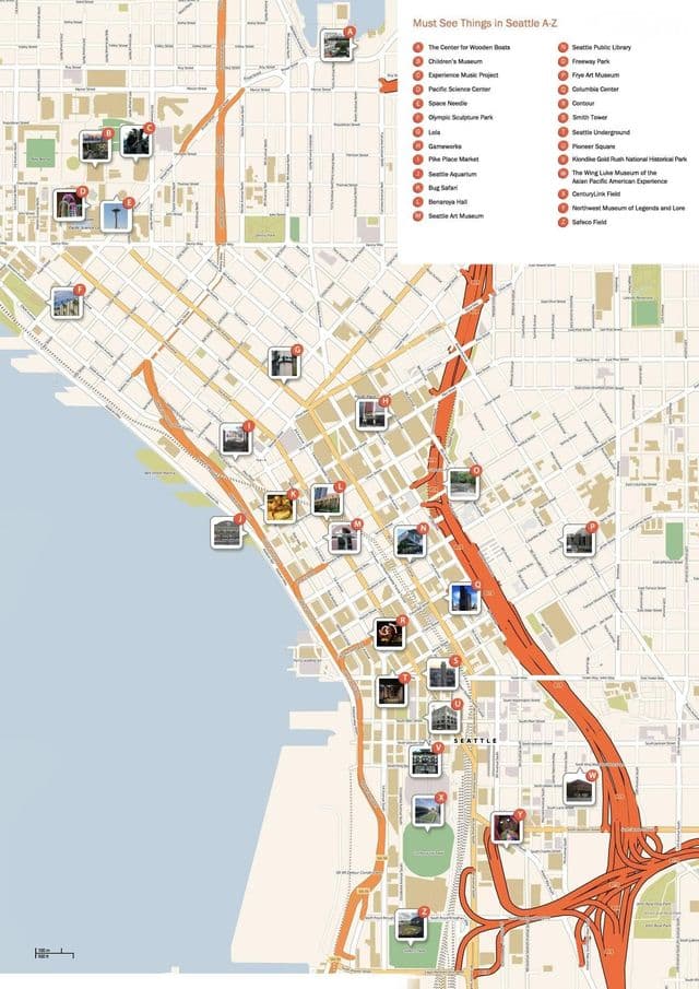 Mappa dei tour a piedi di Seattle
