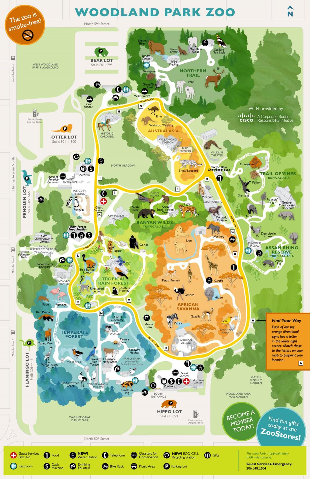 Mappa del parco dello zoo di Seattle