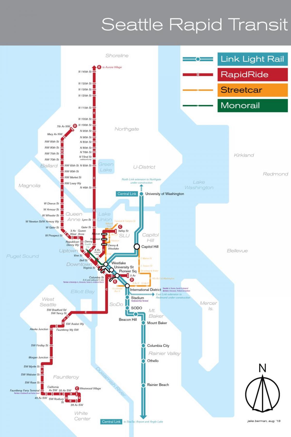Mappa delle stazioni ferroviarie di Seattle