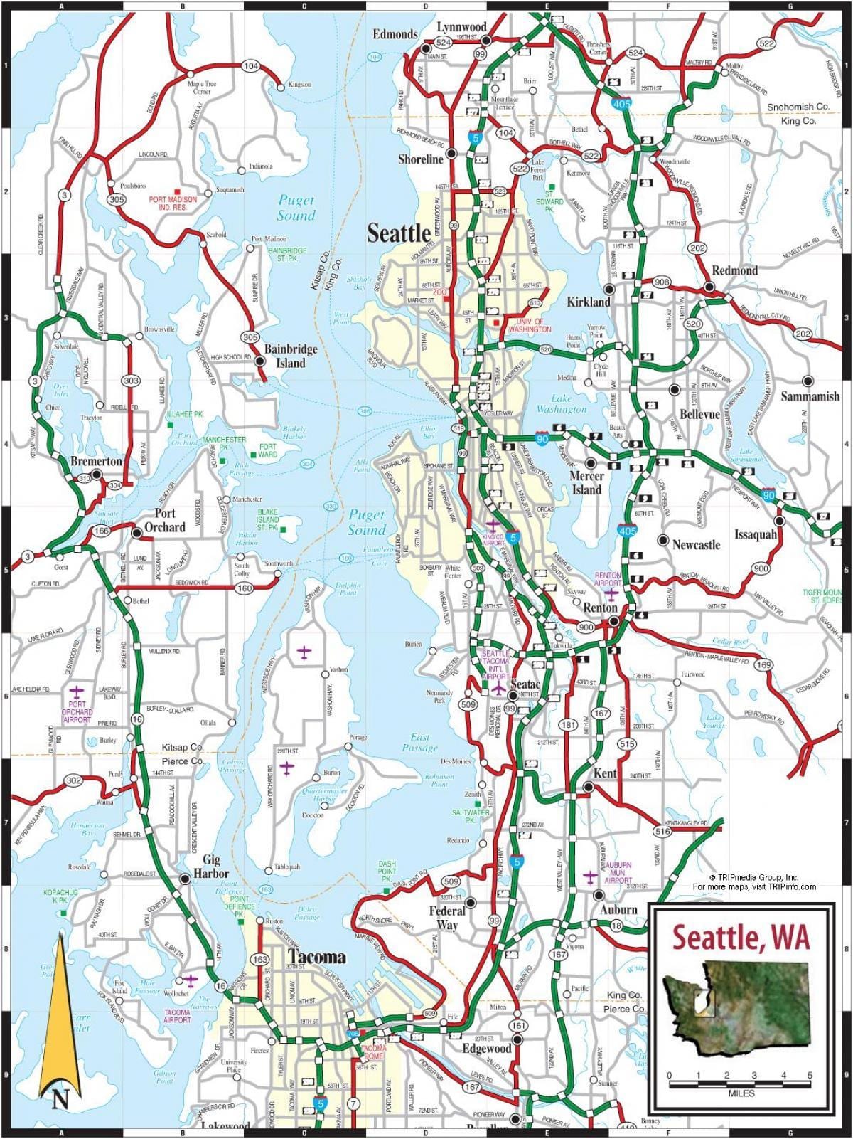 Mappa delle strade di Seattle