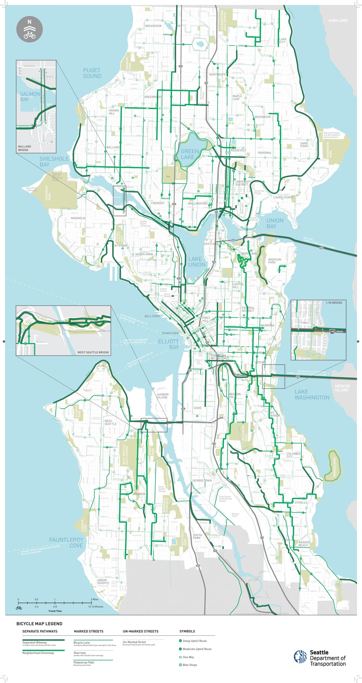 Mappa delle piste ciclabili di Seattle