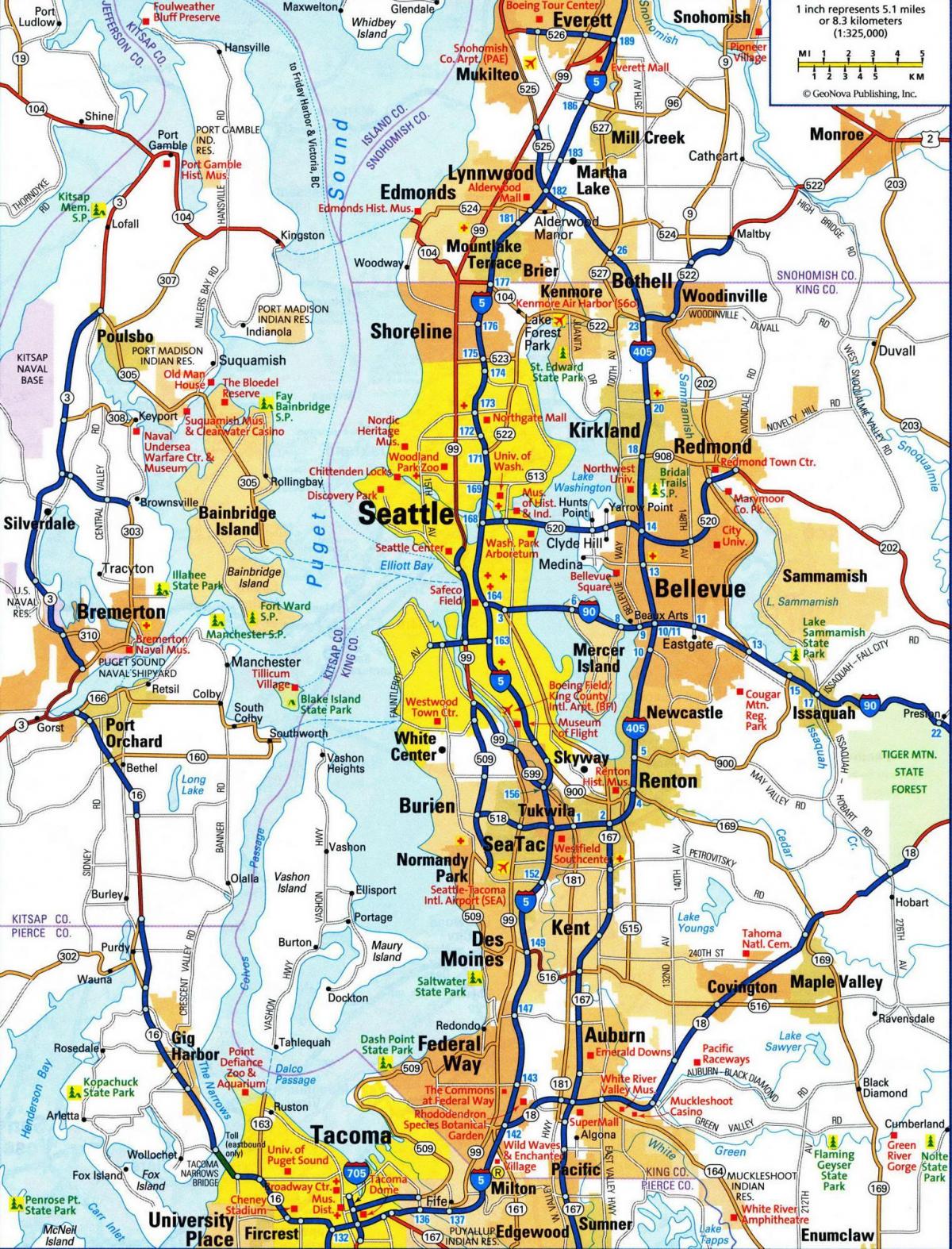 Mappa della città di Seattle