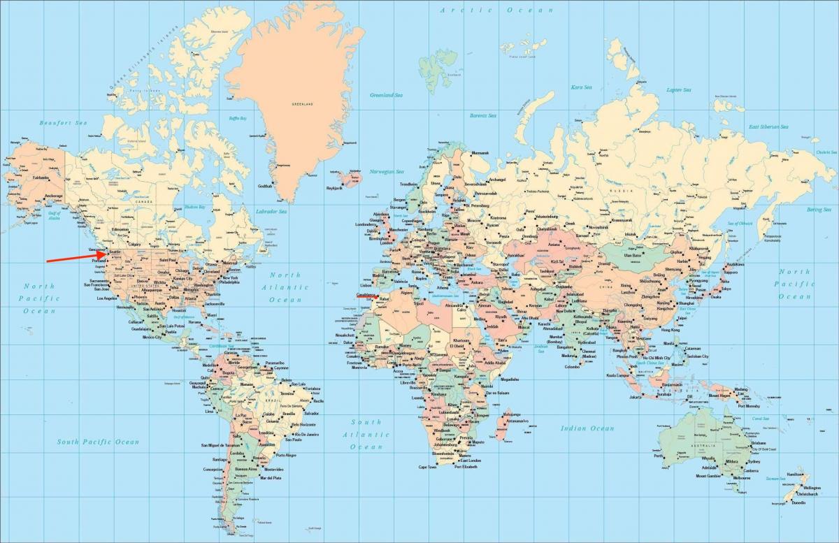 Posizione di Seattle sulla mappa del mondo